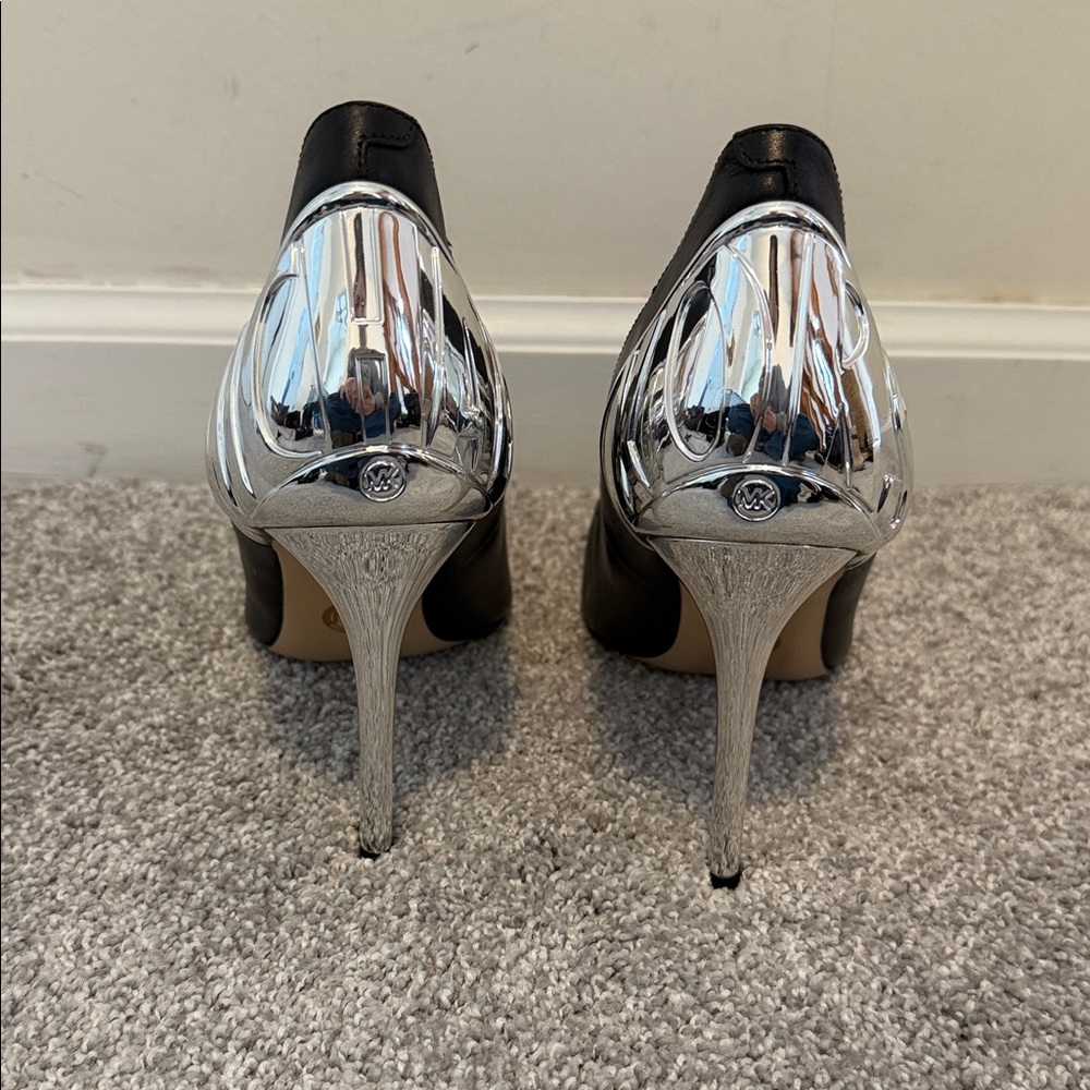 MICHAEL Michael Kors Black Heels with Silver Detail